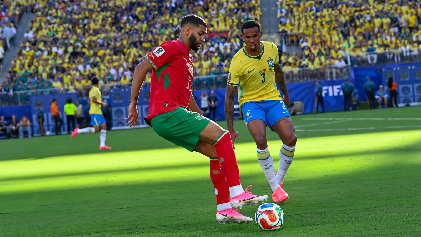 Gabriel Magalhães em ação pela Seleção Brasileira na Copa do Mundo de 2026
