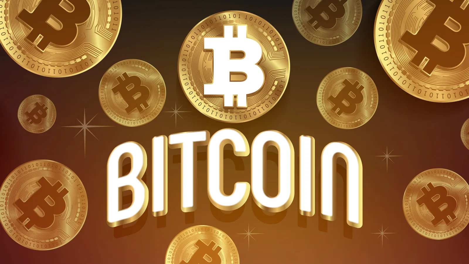 Moedas físicas com o símbolo do bitcoin